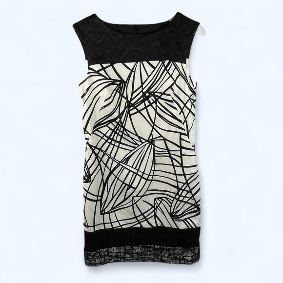 Ann Taylor Loft Geometric Sleeveless Black and White Dress size 2 NWT - Picture 1 of 9